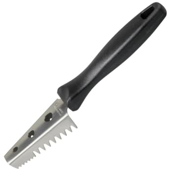 FMprofessional Fischentschupper 21,5 cm CHEF, perfekt für die Zubereitung von Fischgerichten aller Art (Farbe: Edelstahl/Schwarz), Menge: 1 Stück