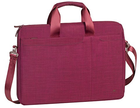 Rivacase Notebooktasche 13.3-17,3 Zoll – Gepolsterte Laptoptasche mit viel Platz für Zubehör, kompakte Umhängetasche für Damen und Herren wasserabweisend (Rot, 15,6 Zoll)