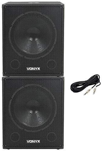 Vonyx SMWBA18 18 Active Subwoofer System Pair with Built-In 1000W Bi-Amplifier, Echo Function, Deep Bass Sound, Ideal for DJs, Disco events, PA, Karaoke and Home Entertainment