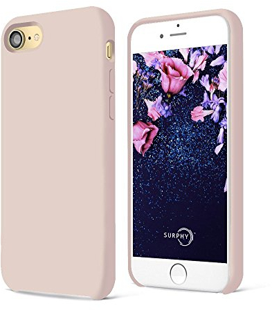 SURPHY Cover Compatibile con iPhone SE 2022 5G, Custodia per iPhone SE 2020, iPhone 8 e iPhone 7 Silicone Cover Antiurto con Fodera in Microfibra, iPhone SE 3 e 2 Case 4.7, Rosa