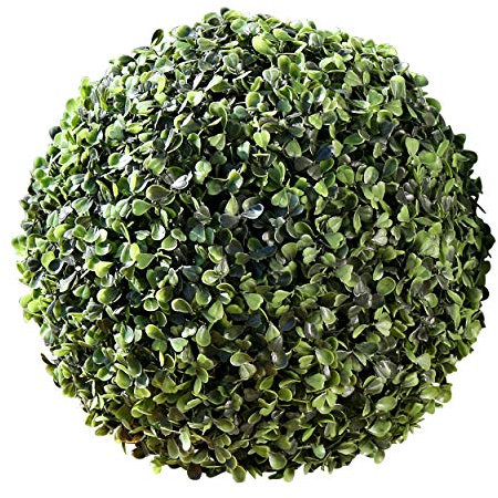 WHW Whole House Worlds Grammercy Box Holzkugel 27,9 cm, üppiges Grün, Schüssel Filler Greenery Globe, Faux Buchsbaumblätter, Reproduktion, Kunststoff