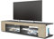 Vladon Mobiletto Movie, Mobile TV con 4 vani a Giorno e Pannelli, Rovere Nero Opaco/Rovere Grezzo, incl. Illuminazione a LED Bianca (134 x 29 x 39 cm)