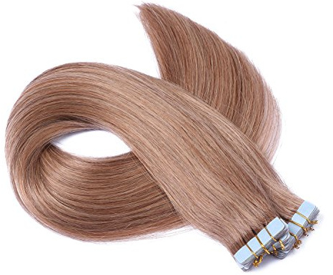 Tape In - On Hair Extensions - # 12 - HELLBRAUN - 60cm - 10 Tressen je 4cm Breit / 2,5g - 100% Remy Echthaar Haarverlängerung/Extention mit Klebeband Tressen by NOVON Hair Extentions