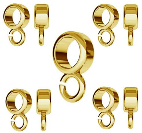 My-Bead 5 Stück Spacer Carrier Ø 4mm 925 Silber 24K gold Anhänger Verbinder für Lederarmbänder und Ketten 3mm bis 4mm