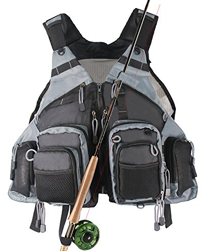 Kylebooker Fliegenfischen Weste Herren Damen Outdoor Angelweste Angeln Westen Maschen atmungsaktive mutil-Taschen Weste
