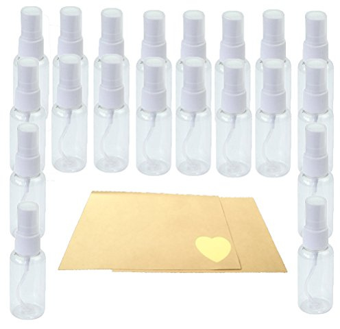 20pcs (30ML) Bottiglia Spray Fine Nebbia Bottiglia da Viaggio Nebulizzatori Atomizzante Riutilizzabile di Plastica Trasparente Flacone Spray per Profumi Viaggio Lozione+24pezzi di Carta per Etichette