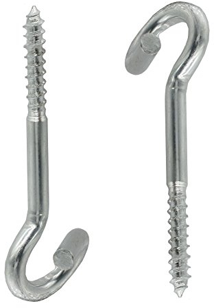 2x Schraubhaken 14 x 1 x 4.3 centimetres Deckenhaken Lang mit Holz-Gewinde Stahl verzinkt Sicherheits-Schaukelhaken Belastbarkeit max. 160kg