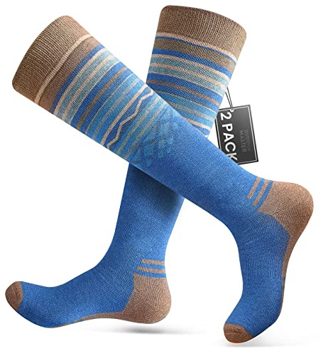 OutdoorMaster Calcetines de Esquí de Lana Merino Unisex para Hombre & Mujer, Calcetines Transpirables de Invierno para Snowboard y Deportes al Aire Libre con Diseño OTC/puño Antideslizante