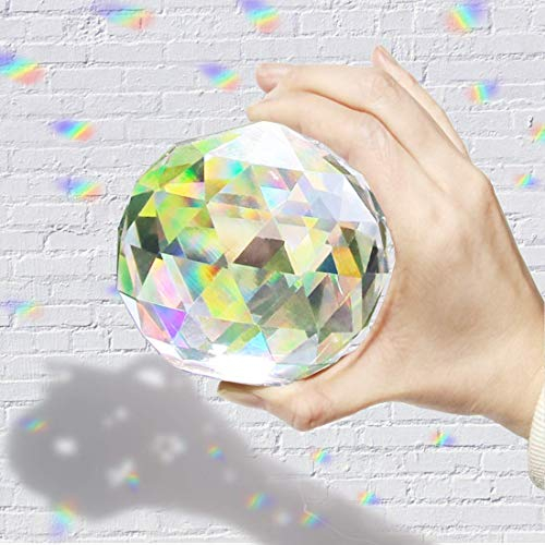 Hey_you Klarglas Kristallkugel Prisma Kristall Suncatcher Kugel Facettierte Blickkugel Ornament Prismen für Fenster, Sonnenfänger (100mm)