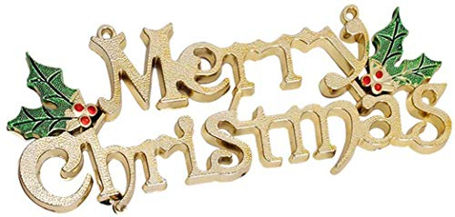 NT-ling Designs Merry Christmas Signs, Decorative Glittery Hanging Signs，Gold Merry Christmas Tree Wreath Decorations Accessories Hanging Ornaments