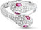 Tiramisu | 925 Sterling Silber Rhodinierter Schlangen-Ring mit Zirkonia | Damenschmuck | Verstellbare Größe | Weiße und Rote Steine | Funkelnd | Elegantes Geschenk | Geschenkbox (Rot)