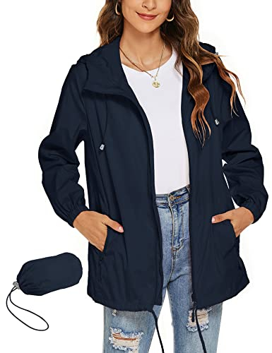 Rapbin – Manteau de pluie imperméable à capuche, léger, coupe-vent, pliable, pour femme, M