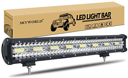 SKYWORLD 8D Barra LED Fuoristrada 59 cm 480W Barra Luce a Led 12V 24V Impermeabile Fari LED Luce da Lavoro per Auto Camion SUV ATV 4x4 Veicoli Offroad, Impermeabile 6000K Bianca