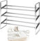 QMBasic SCHUHREGAL LOFT PLATZSPAREND 60 cm - 119 cm breit ausziehbar schmal Metall silber Chrom 3 Ablagen für 12-15 Paar Schuhe