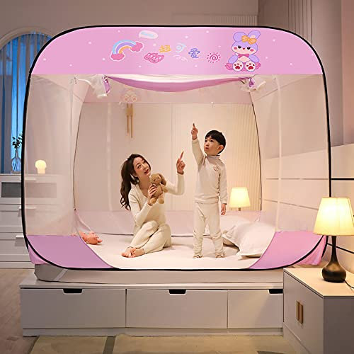 Tragbares Moskitonetz Betthimmel Für Bett Camping Reisen Zuhause Outdoor Faltbarer Pop-Up 360° Moskitoschutz Für Twin Bis King Size Bett,F,180X200CM