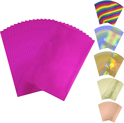 300 Stück Toner-Reaktivfolie, 6 verschiedene Farben, Papierbögen für Kunst, Basteln, Folienplatte, Kartenherstellung, Dekoration, Heißfolienrolle, Transferfolie für Bastelkarton, DIY-Karte