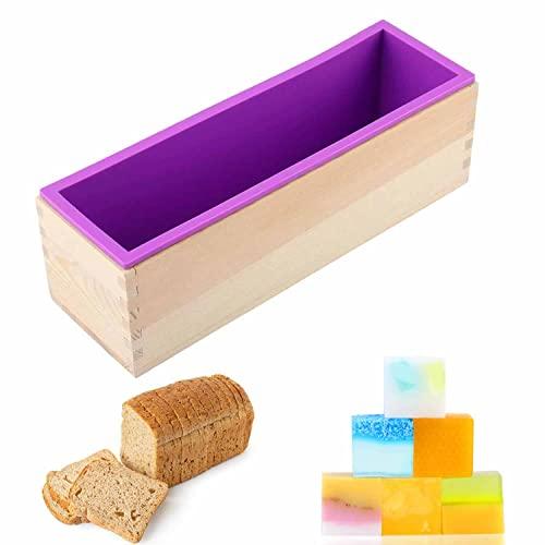 Molde Jabon, Molde Silicona Rectangular, Madera Moldes para Jabones Artesanales, 1200ML Moldes para Jabones, Moldes Jabon Adecuado para Hacer Pasteles Mousse Chocolate Dulces