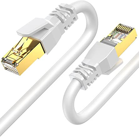 SWECENT Cat 8 LAN Kabel 15 m, 40Gbps Netzwerkkabel Hochgeschwindigkeits 2000MHz S/FTP Ethernet Kabel POE Gigabit RJ45 PVC Runde, Abgeschirmt in der Wand,im Freien,wetterfest für Router,Modem,Gaming