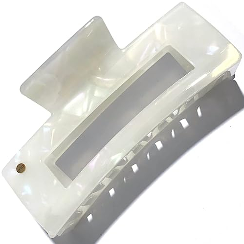 ella cases Alma Haarklammer Groß Eckig Pearl White Perlmutt bunt Haarschmuck Haarspangen Damen für dickes und dünnes Haar Bruchsicher aus nachhaltigem Baumwoll Acetat