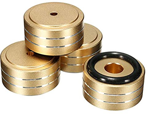 Ganekihedy 4 PièCes SéRies 40X20Mm Aluminium HiFi AMP Haut-Parleur Support D'Isolement Platine Vinyle DAC Coussinet de Pieds (Or)