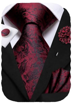 Hi-Tie Seidenkrawatten für Herren, formell, gewebt, Krawatte, Einstecktuch, Manschettenknöpfe, Anstecknadel-Set für Hochzeit, Business