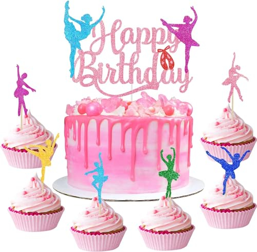 25 Stück Tanzende Mädchen Ballerina Geburtstag Tortendeko Ballerina Kuchen Topper Ballerina Cupcake Topper für Baby Shower Thema Ballett Mädchen Geburtstag Hochzeit Brautparty Party Kuchen Deko