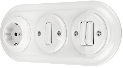 Enchufe de porcelana empotrado interruptor retro juego de 3 vías todo-en-uno serie PR1 blanco