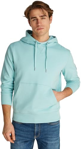Calvin Klein Herren Hoodie Badge mit Kapuze, Blau (Fresh Mint), M