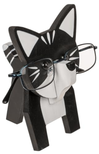 LND Gifts Glasses Holder, Dog Or Cat Glasses Stand, 100% Wood Desk Decor, Glasses Holder Stand Animal Design, Glasses Holder For Women, Glasses Holder For Men, Choose From Cat Or Dog Design. (Cat)