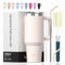 WATERSY Vaso con Pajita 20 oz, 591 ml Taza de Café con Asa, Vaso Termico para Tapa Acero Inoxidable, para Frío y Caliente, Termo de Agua Doble Pared, Travel Mug (Marfil)