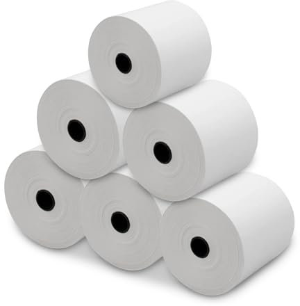 MERCURY TEXTIL - Rollo de Papel Térmico de 80x80x12mm Sin Bisphenol A, para Impresora Térmica, Rollos de Papel de Ticket, Caja Registradora, Recibos,Básculas (6 Rollos)