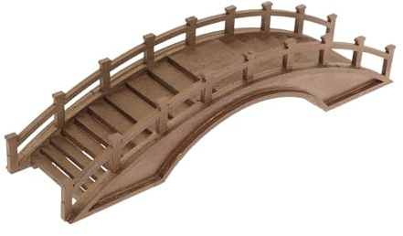 SHINEOFI Miniatur Holz Bogenbrücke Dekoration Robustes Brückenmodell für Mikrolandschaften und Bonsai Mittelgroß Naturfarben Zubehör für Garten und Hausdeko