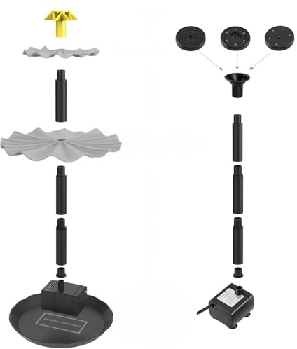 Hotainoys Fontaines solaires pour Bain d'oiseaux avec Cascade de Fleurs à Plusieurs Niveaux, Pompe à Eau énergie Solaire pour Jardin, étang, décoration extérieure, Bain d'oiseaux