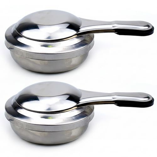 Joygoodta Fondue-Brenner, 2er-Pack tragbarer Alkoholkocher aus Edelstahl mit Griff und Sicherheitsabdeckung, Alkoholheizer zum Kochen und Grillen
