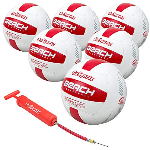 GoSports Six Pack Pro Series Beach Volleyball 6 Pack - Regulation Size & Weight with Bonus Air Pump & Mesh Bag