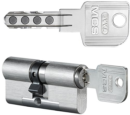 EVVA MCS Doppelzylinder 41/56 | Profilzylinder sehr hohem Kopierschutz | Magnet-Technologie Bohrschutz Ziehschutz & Not- und Gefahrenfunktion | verschiedenschließend | 5 Schlüssel | Sicherungskarte