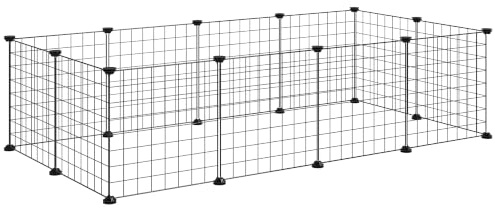 PawHut Recinto per Animali di Piccola Taglia Modulabile 106x73x36 cm Nero | Con Pannelli e Accessori, Gabbia per Ricci da Interno in Metallo, per Porcellini d'India e Ricci