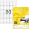 TopStick 8660 Universal Etiketten, 100 Blatt, 35,6 x 16,9 mm, 80 pro A4 Bogen, 8000 Stück, selbstklebend, bedruckbar, matt, blanko Papier Klebeetiketten Aufkleber, weiß