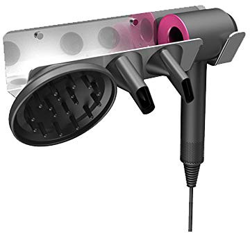 Hosoncovy Haartrockner Wandhalterung Ständer Föhn Rack Hook Organizer für Dyson Supersonic Haartrockner (Silber rechts)