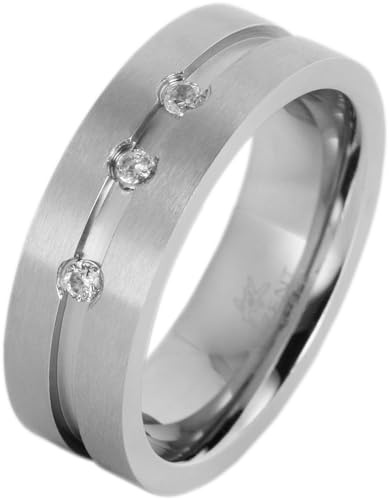 Akzent Damen Ring - Damenring Größe 50, 52, 54, 56, 58, 60 aus Edelstahl in Silber, 100% Wasserfest & Hautverträglich