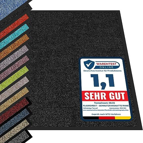 etm Non-slip Dirt Trapper Mat Absorbent Heavy-duty Entrance Mat for Indoor and Outdoor (Black, 200 x 300 cm) Washable Door Mat Barrier Mat Front Doormat