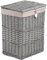 Premium Grey Paint Wicker Laundry Basket Cotton Lining With Lid Bathroom Storage (Grey, Small)