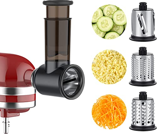Accessoire de Trancheuse de légumes pour KitchenAid Robot Pâtissier, Râpe à Fromage, Râpe à Légumes avec 3 Lames en Acier Inoxydable, COFUN Accessoire de Râpe Coupe-légumes (Noir)