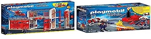 Playmobil City Action 9462 Fire Station, With Sound Effects, For Children Ages 5+ & 9468 City Action Firefighters with Water Pump