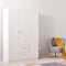 Wooden 3 Doors 3 Drawers Wardrobes with Hanging Rail and Storage Shelves Modern Large Clothes Cupboards Unit for Bedroom Furniture (White)