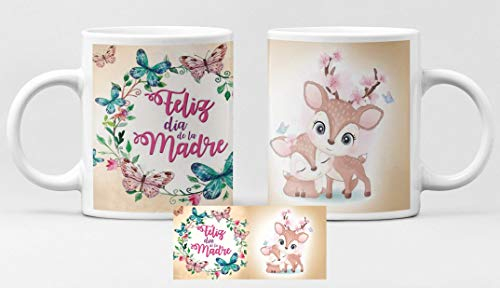 Desconocido Taza de cerámica Dia de la Madre. Felicidades Mamá. Feliz Dia de Las Madres adorables Mama e hij@ Ciervos