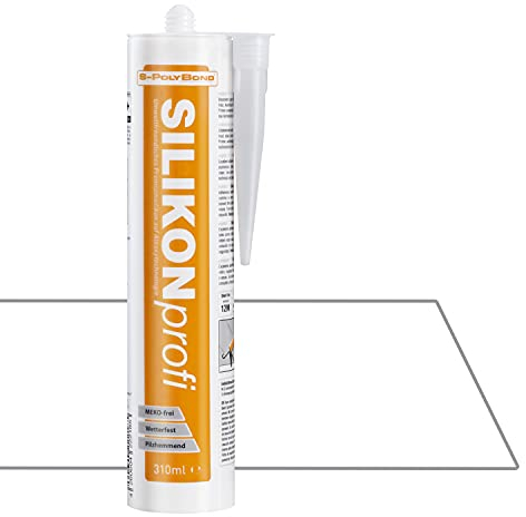 S-Polybond® SILIKONprofi, Alkoxy- Silikon 310ml Kartusche Dichtstoff für Innen-und Außen Sanitär, Küchenbereich, Bausilikon, uvm. MEKO frei (transparent, 1x Kartusche)