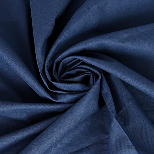 Fashion Track Navy Fabric Cotton by The Metre UK - 58 Inches / 147.5 cm Wide - 100% Cotton Fabric Plain - 60 Square - Available in 20 Colours and 5 Sizes (3 Metre, Navy)