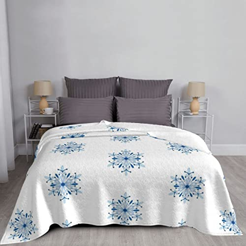 Gefrorene Schneedecke Flanell All Season Künstlerische Schneeflocke Tragbare Warme Überwurfdecken für Bettwäsche Schlafzimmer Tagesdecken-120x80cm