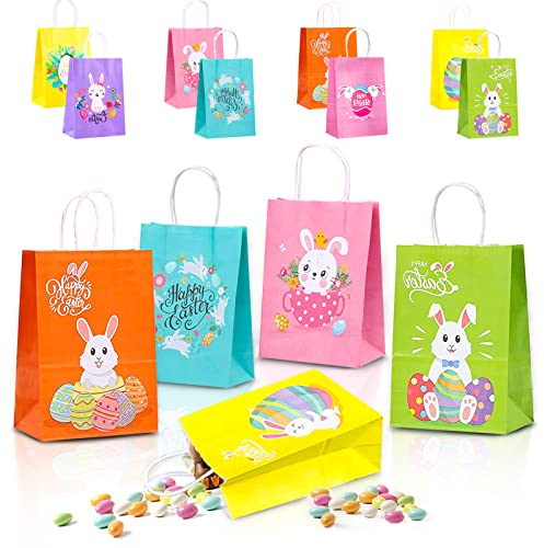 Mizijia Ostertüten zum befüllen, 24 Stück Ostern Geschenktüte, Candy Tüten Geschenktüten Hasen Ostertüte, Geschenktüten für Kinder zu Ostern (Ostern Geschenktüte 24)